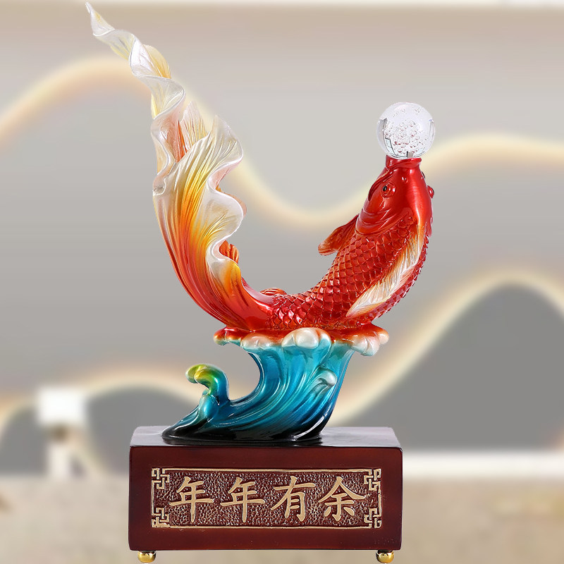 年年有余鲤鱼招财摆件家居客厅酒柜装饰品乔迁新居办公桌开业礼物