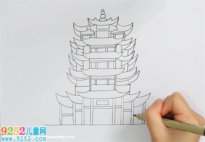 古代建筑物简笔画彩色