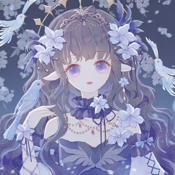 戴着王冠的绝美动漫女生头像