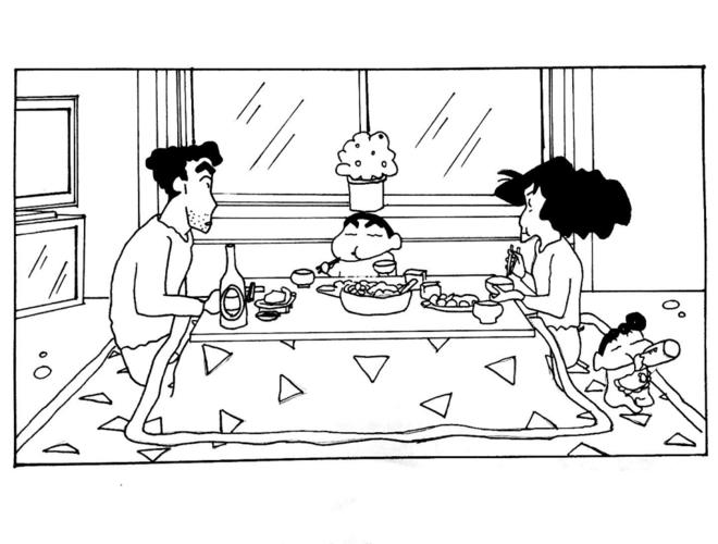 一顿晚餐的简笔画