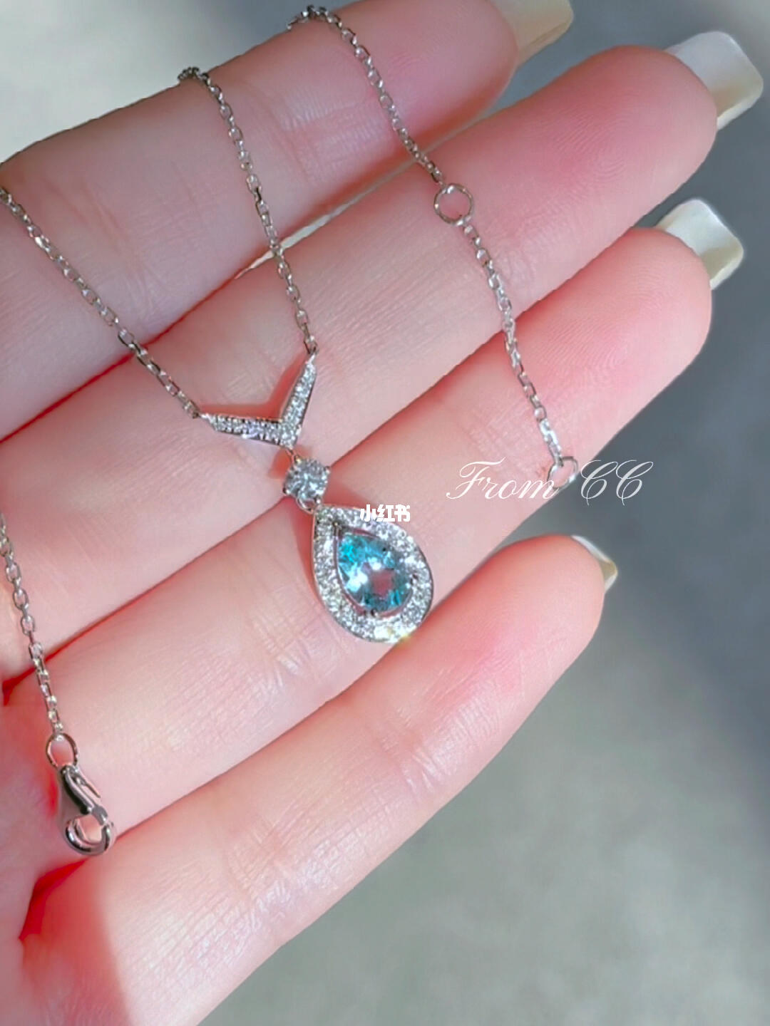 水滴形海蓝宝裸石定制尚美约瑟芬项链