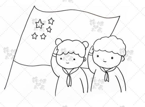小学生敬礼国旗简笔画手抄报 简笔画手抄报