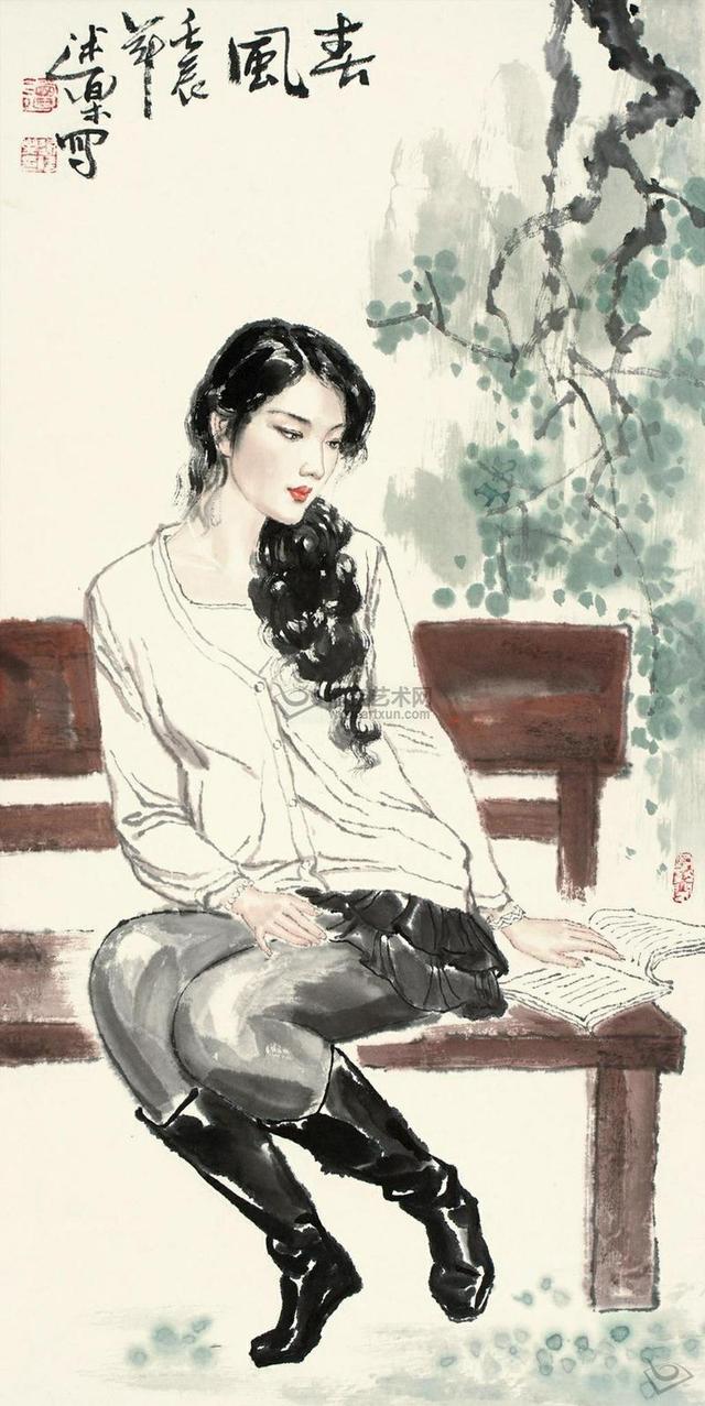 中央美院博士谭述乐国画中的美女也精彩!_人物