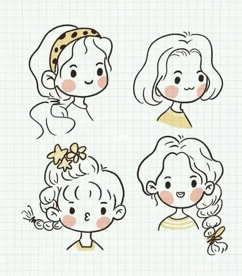 可爱小女孩_简笔画_手帐_手绘_简笔画教程画开心漂亮的马尾辫小姑娘