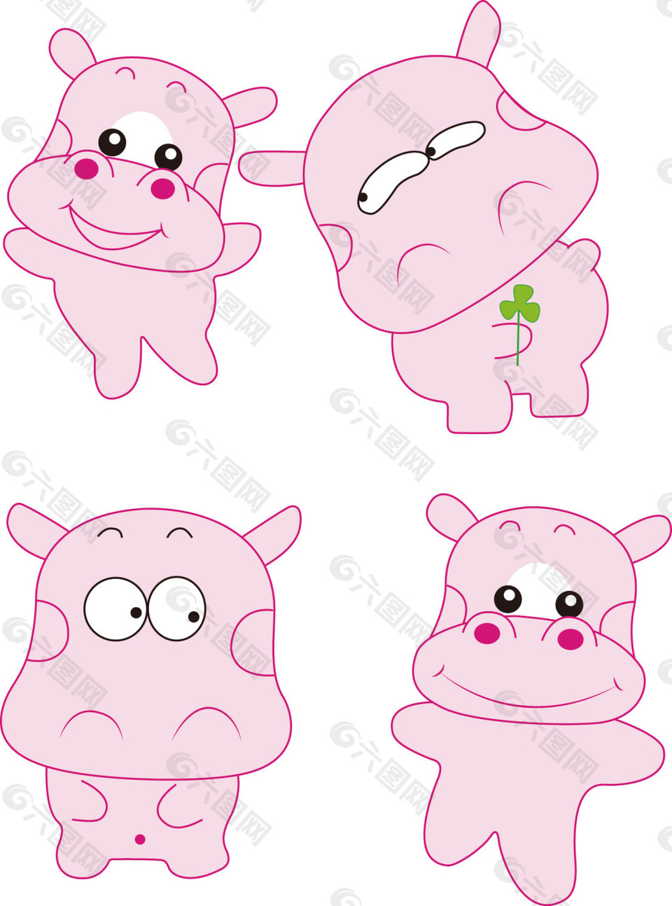 可爱卡通河马图案动物