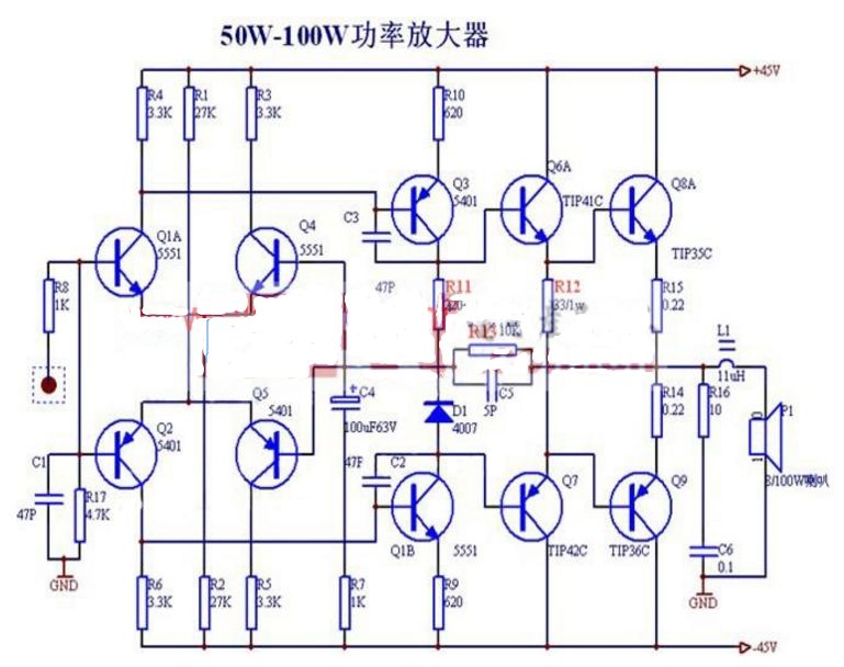 分享8款100w功放电路图