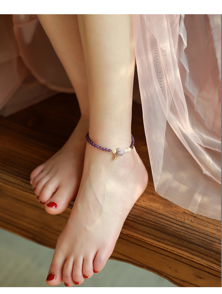 凤凰涅磐脚链女铃铛足链会响宫铃脚环高级感脚绳紫色小众设计脚饰夏天