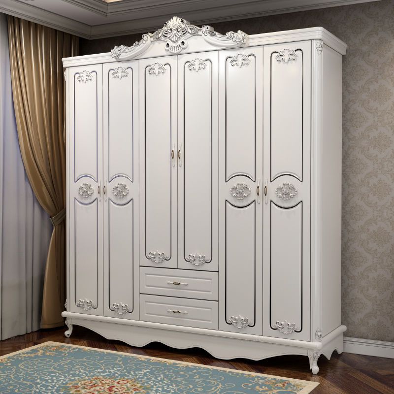 兰秀家居欧式雕花衣柜卧室经济型六门实木质大小户型衣柜视频