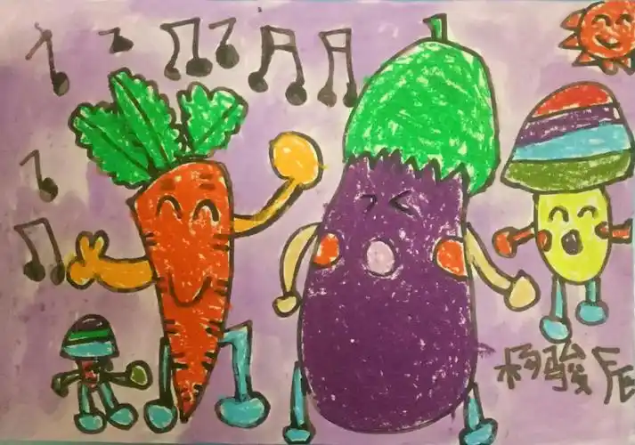新城美术班油画棒作品欣赏【蔬菜嗨翻天】