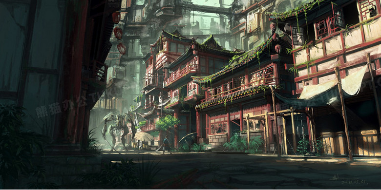 古风建筑场景cg插画