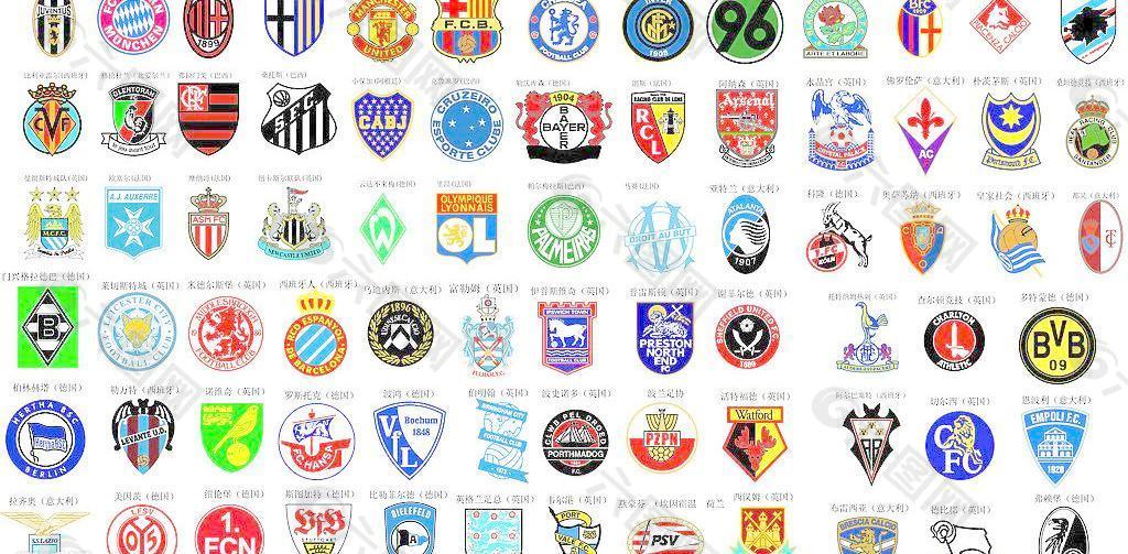 欧洲足球俱乐部72个标识图片
