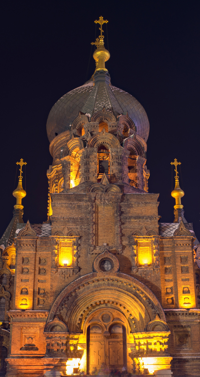 夜幕下的哈尔滨之索菲亚教堂