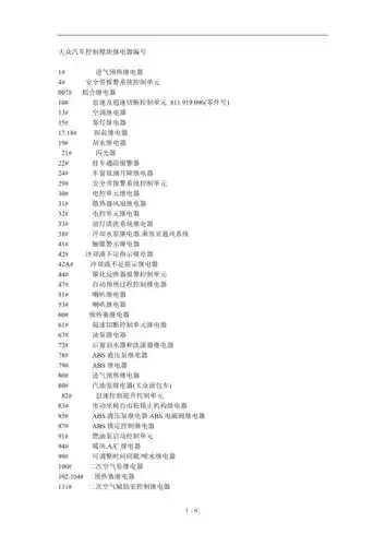 大众汽车控制模块继电器编号