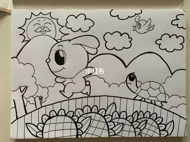 有趣简单的黑白小学生手绘日记模板原创简笔画闺蜜手账小7的笔记本,小