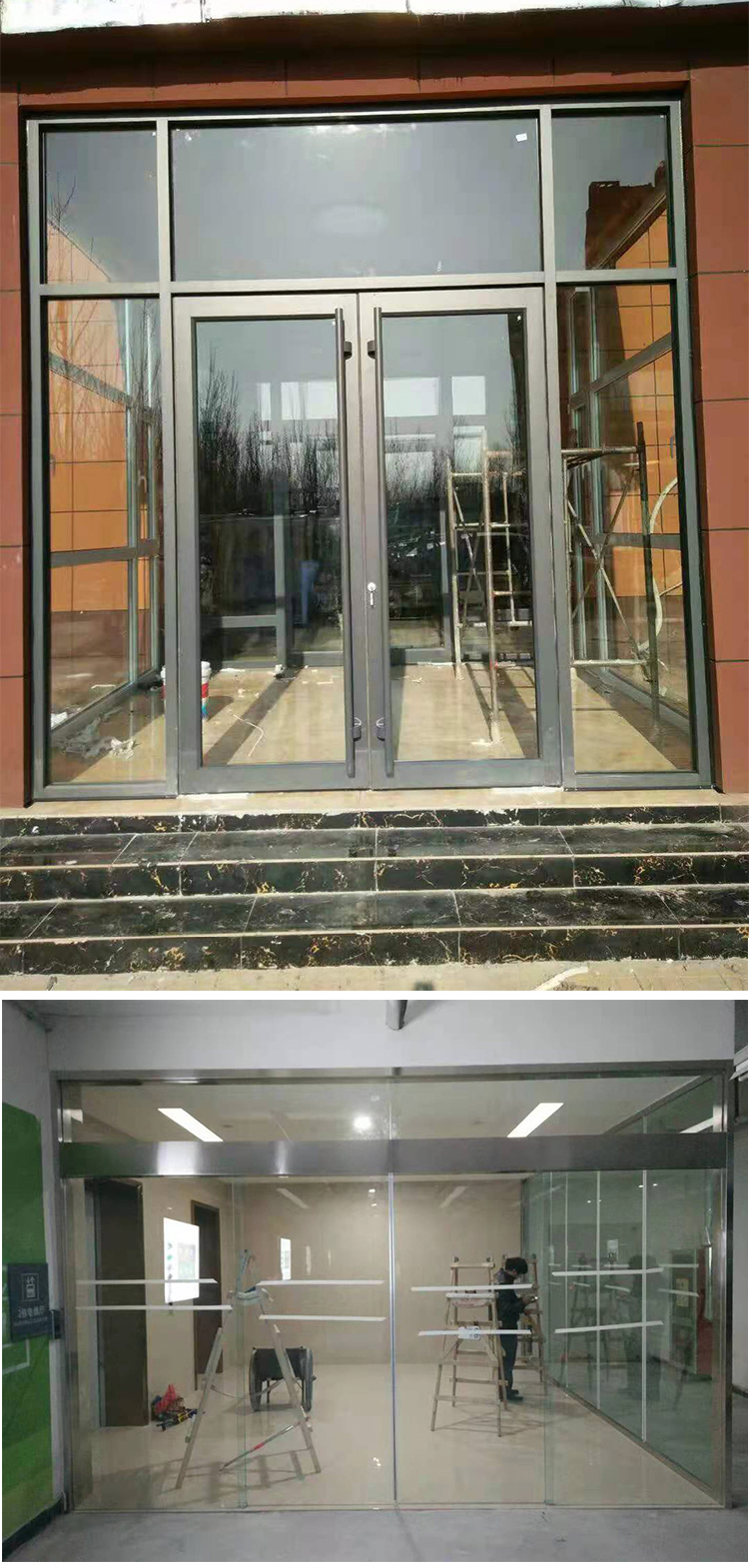 周村回弹地簧门供应商庆云铝合金地弹簧门定制安装