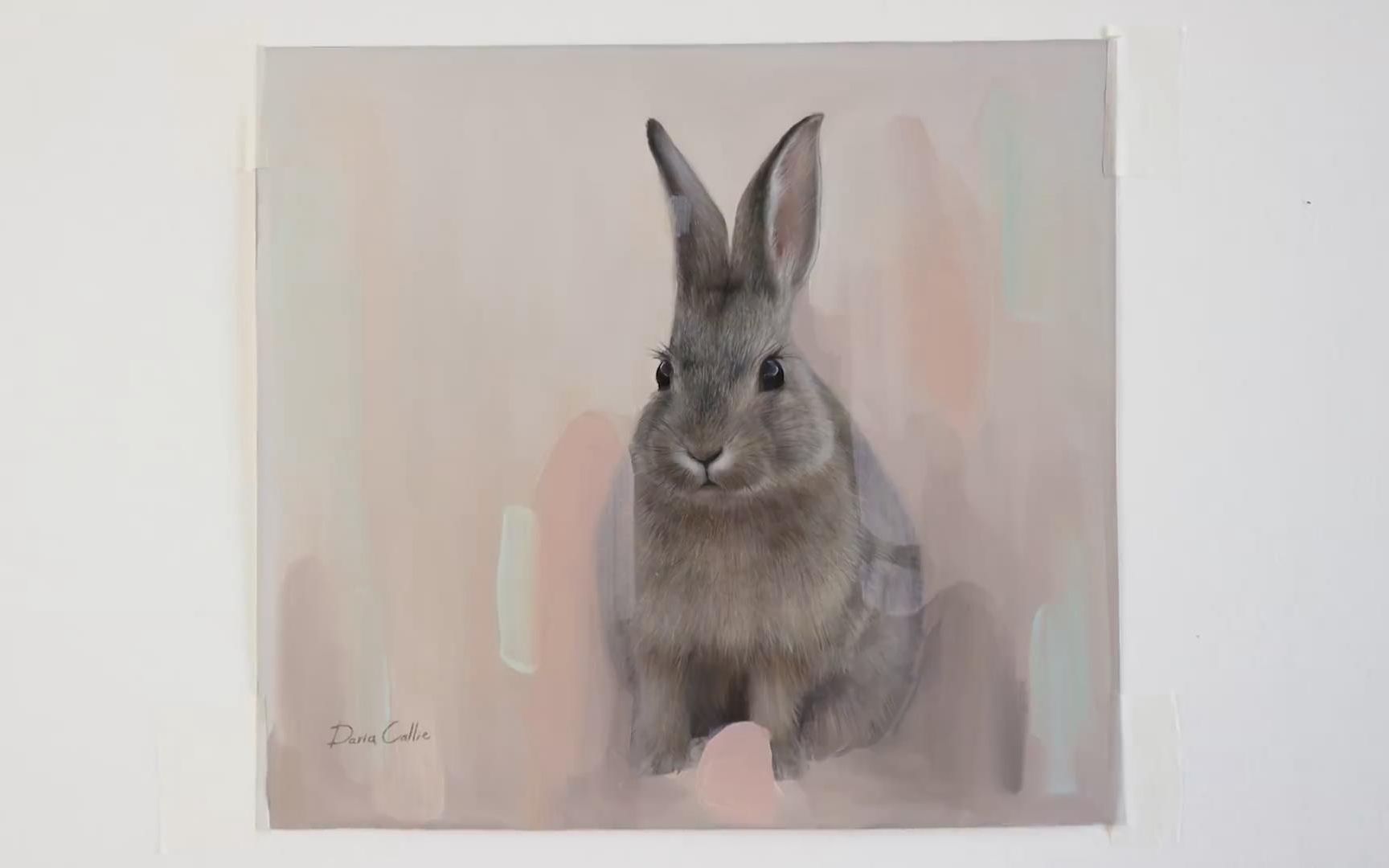 油画绘制兔子今天不画人物肖像画一只有趣的小兔子