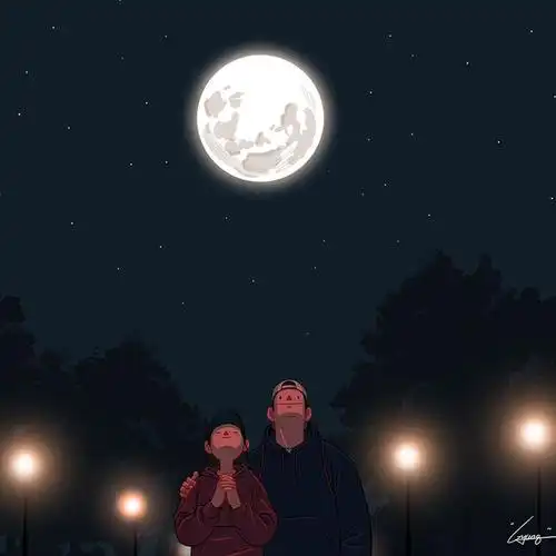 画面中有两个人一起坐公交,玩枫叶,看月亮等场景,仿佛做什么都是那么