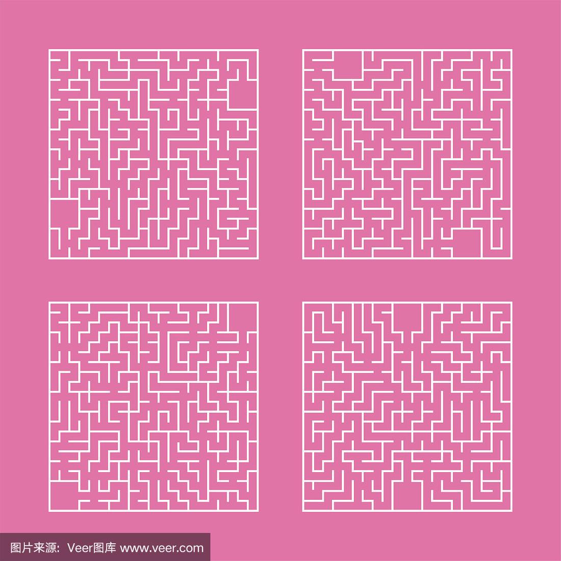 迷宫难题.平面矢量插图孤立的颜色背景.