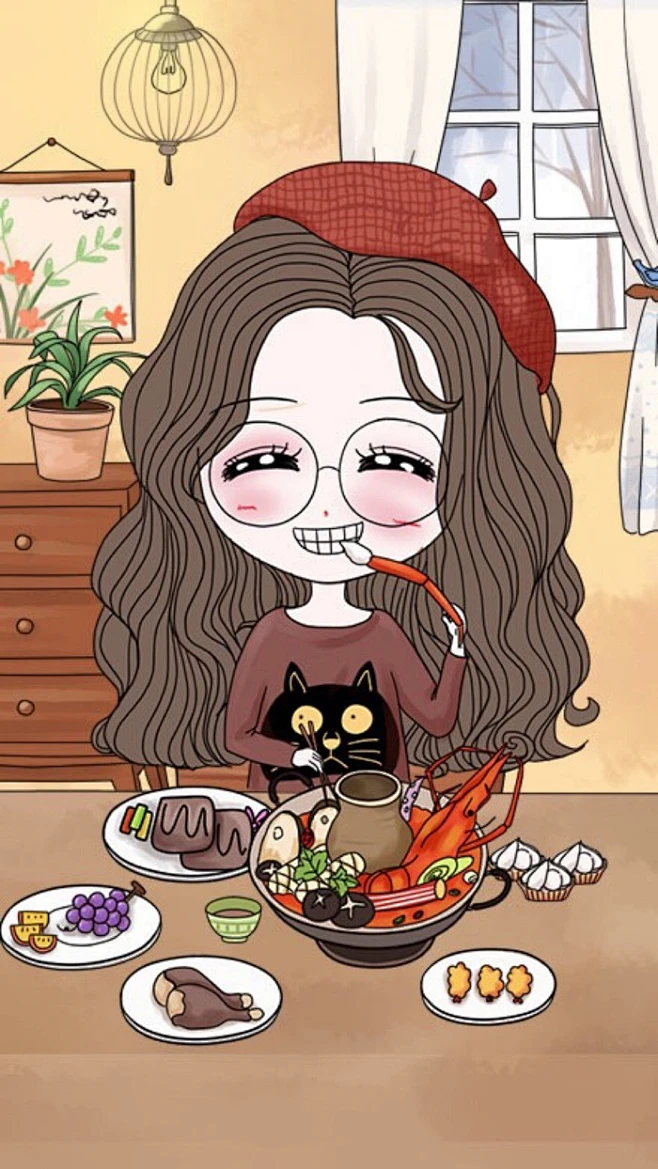 笨娜娜可爱卡通插画壁纸头像吃货系列