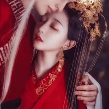 古风情侣头像红衣一对 高清情侣头像红色系