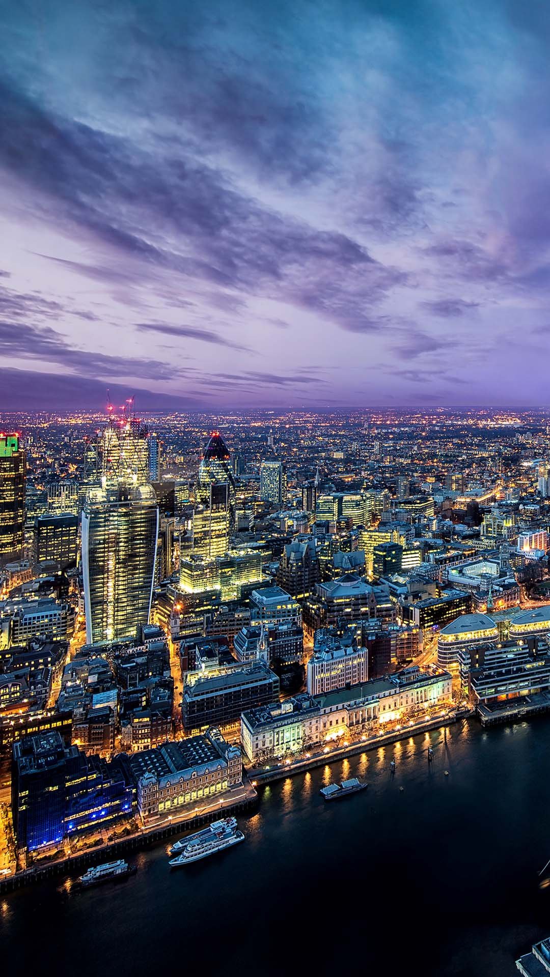 城市夜景天光港,高清图片,手机壁纸