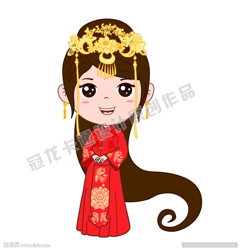 卡通新娘子矢量插图图片