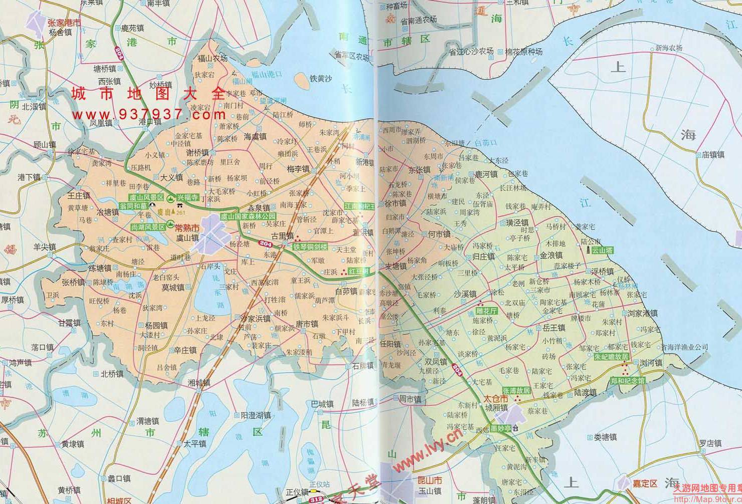 常熟市地图全图,常熟市地图高清版下载 - 8264户外8264.com