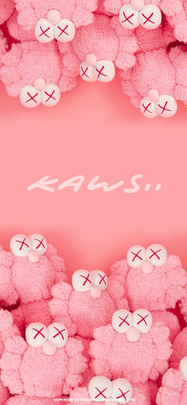 全屏手机锁屏壁纸粉粉粉kaws
