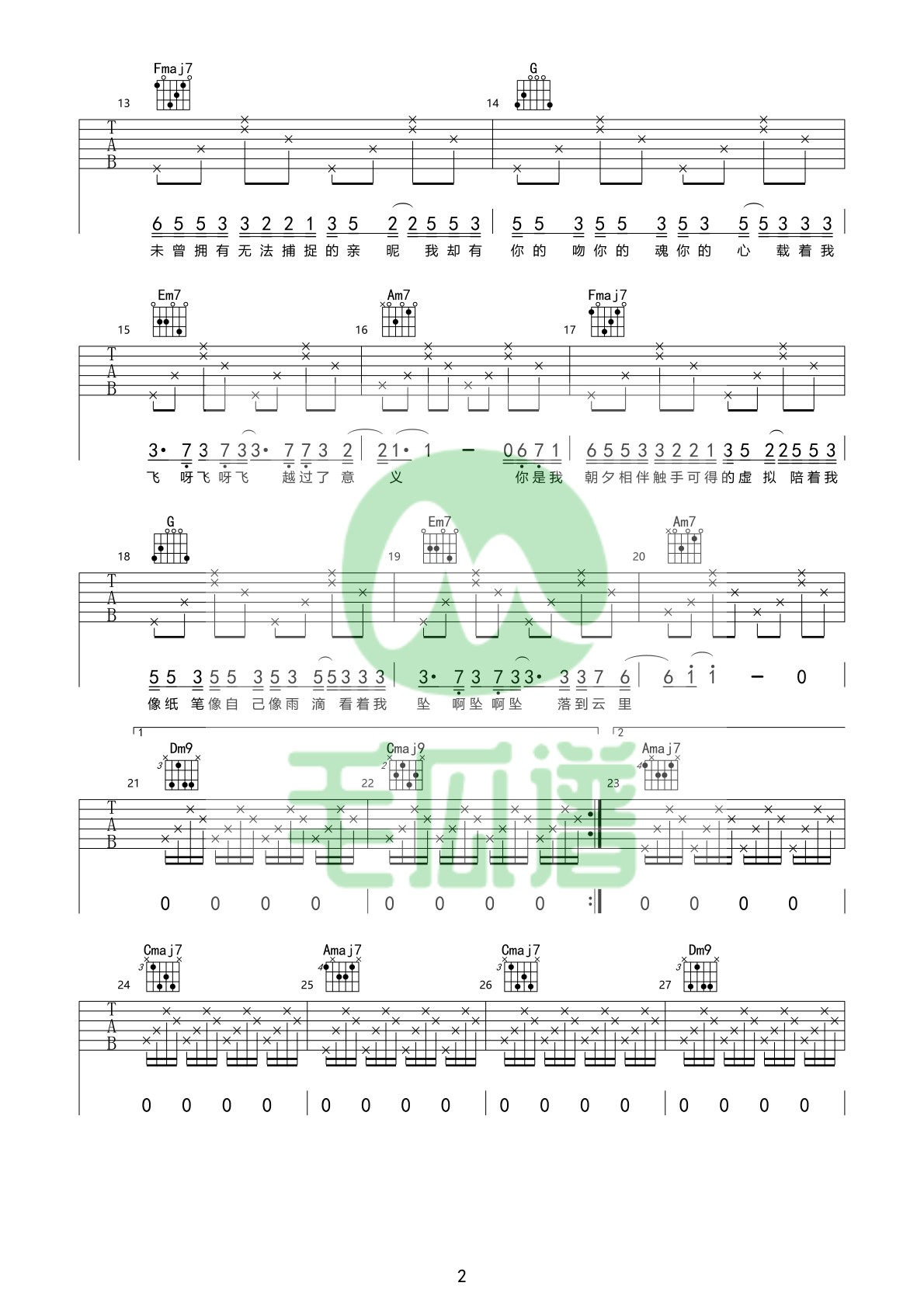 陈粒《虚拟》吉他曲谱分享_情感_首歌_创作