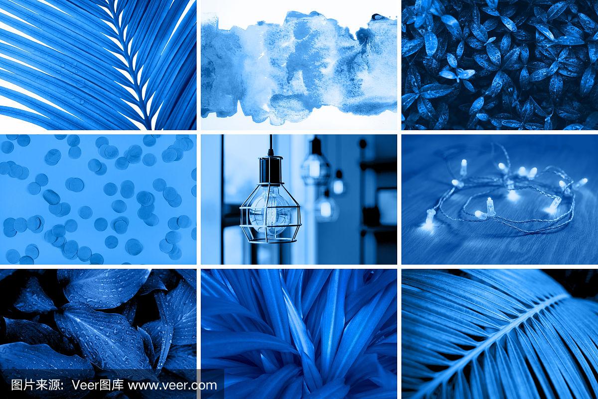 带有蓝色色彩的创造性拼贴画.