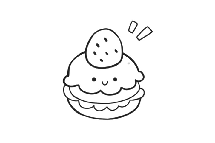 草莓马卡龙的简笔画画法步骤