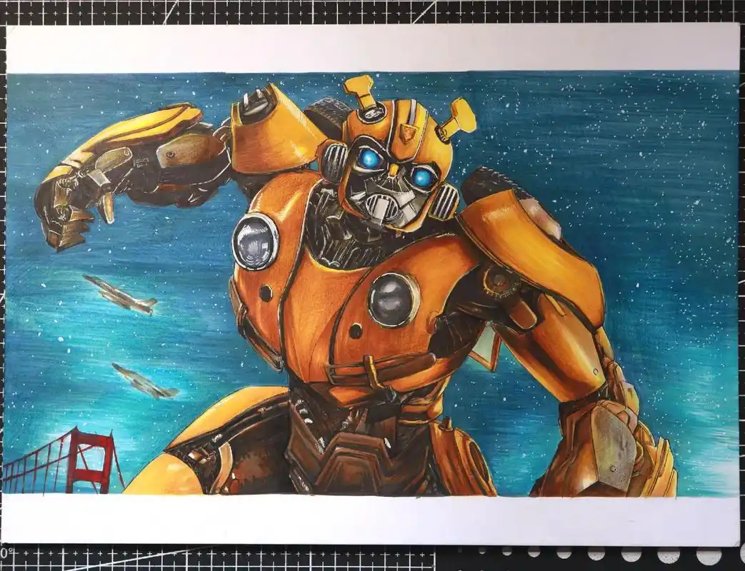 艾特你朋友给你画一幅90#变形金刚#大黄蜂#手绘 - 抖音