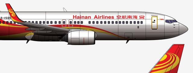 本厂长绘制的海南航空涂装的b1505号波音737-800客机细节1