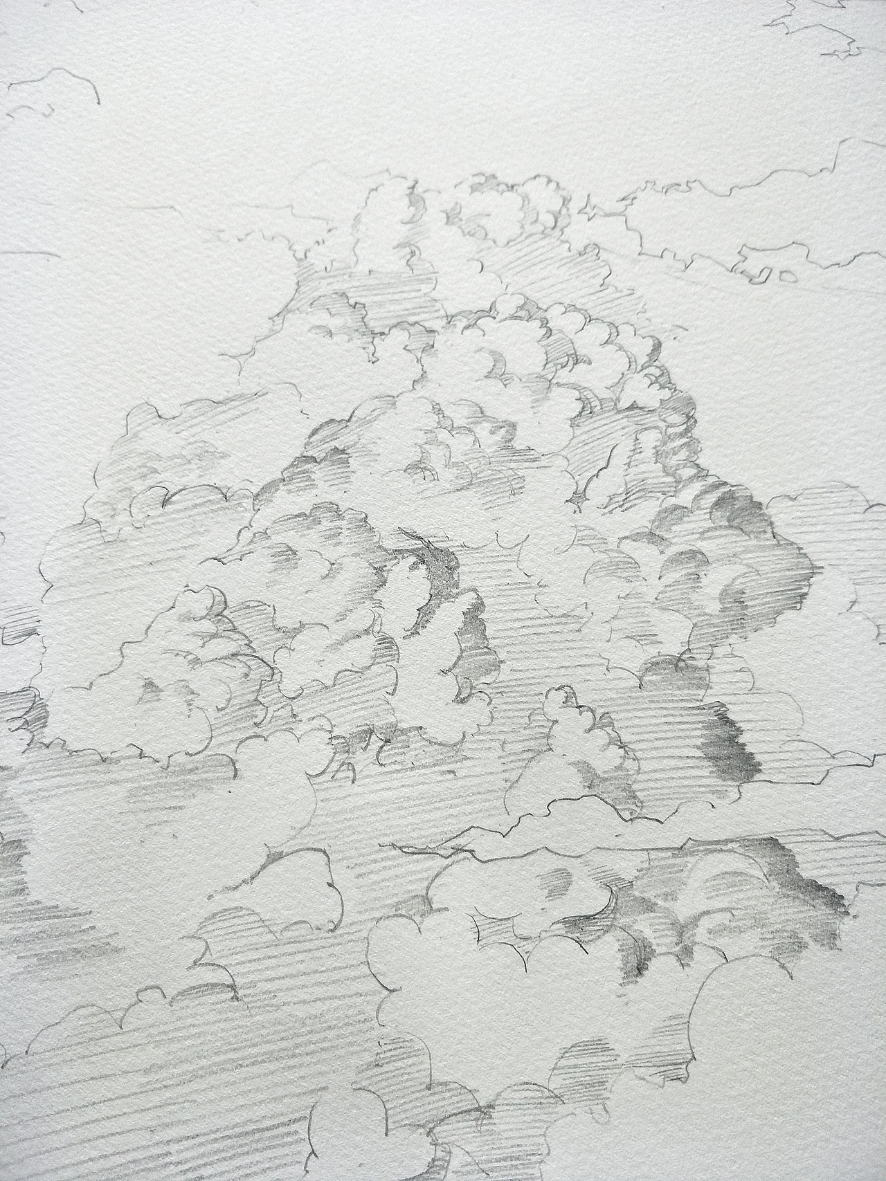 水彩风景火烧云