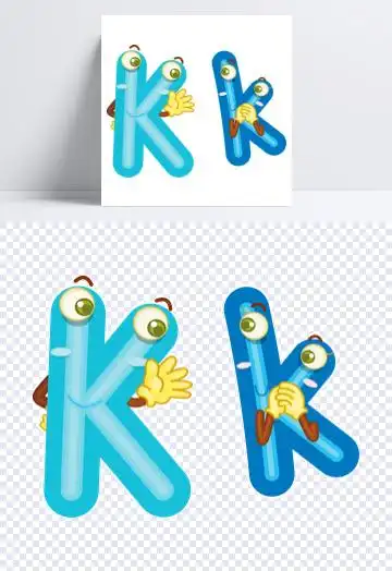 卡通拟人彩色字母kk