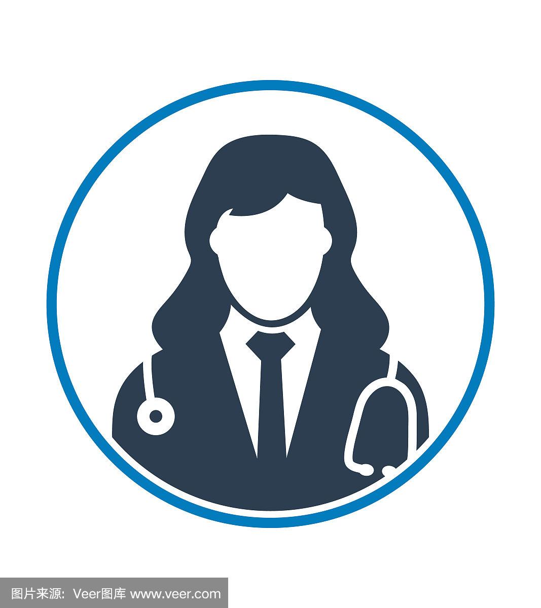 女医生简介图标.平面风格向量eps.