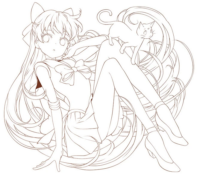 线稿全身漫画卡通人物绘画