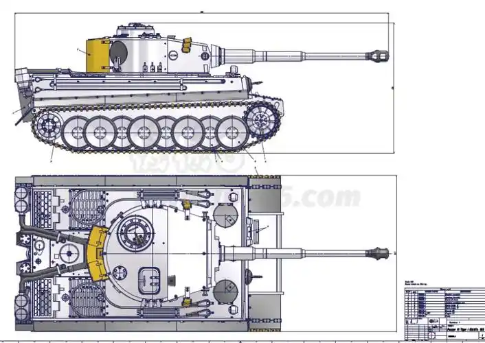 110虎式坦克设计图纸pdf格式模型图