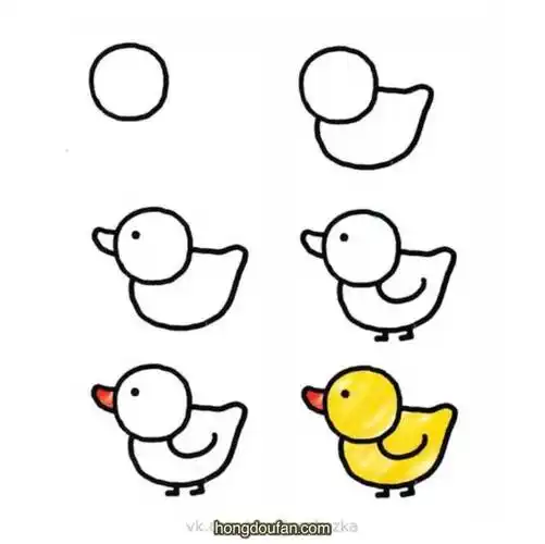 一步一步学习画一只黄色的小鸭子小鸭子简笔画大全