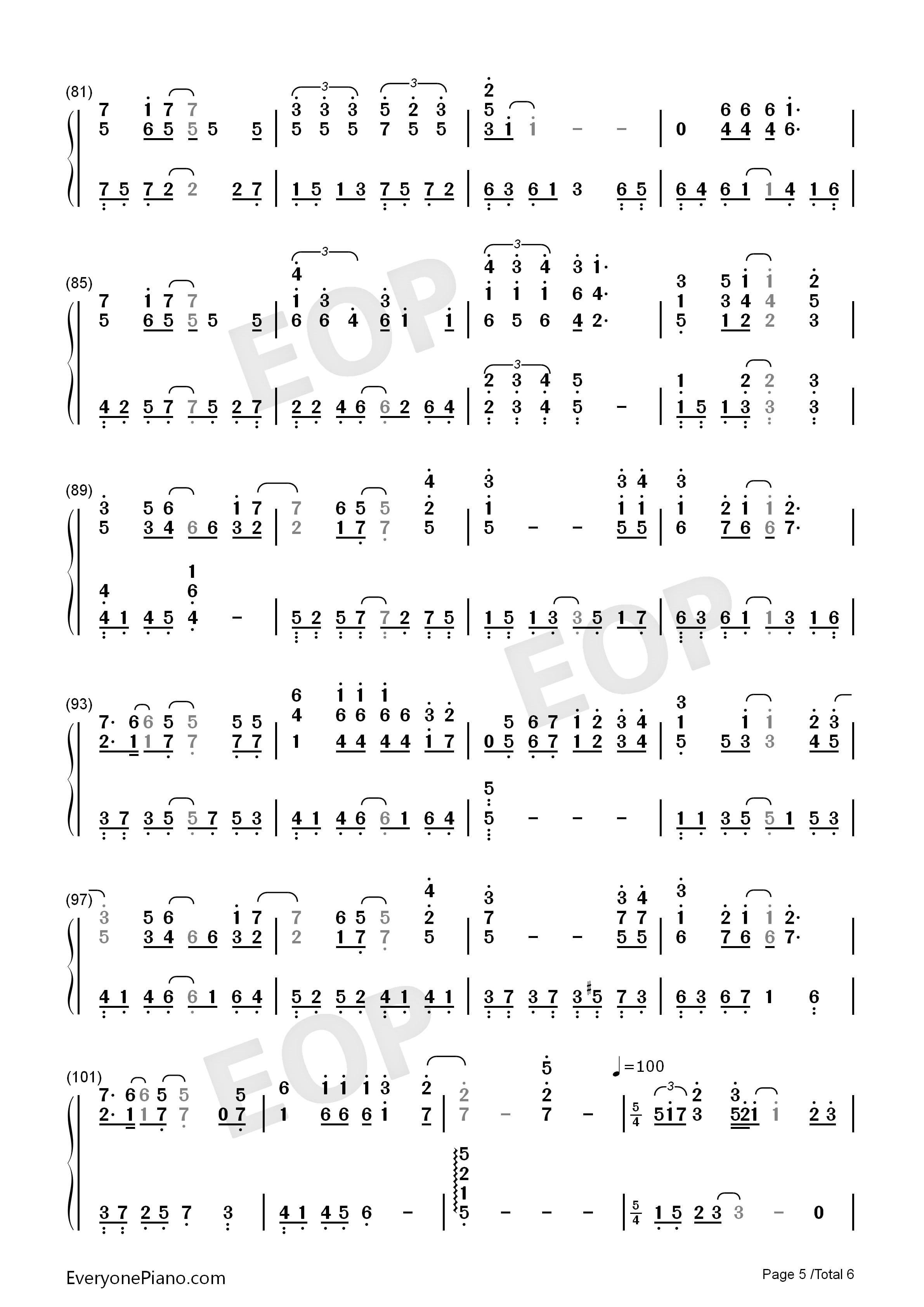 勇气-梁静茹双手简谱预览5