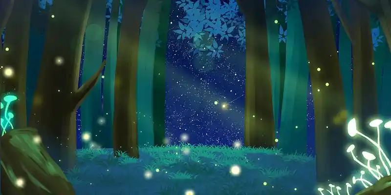 绿色唯美树林草丛梦幻森林亮光展板背景