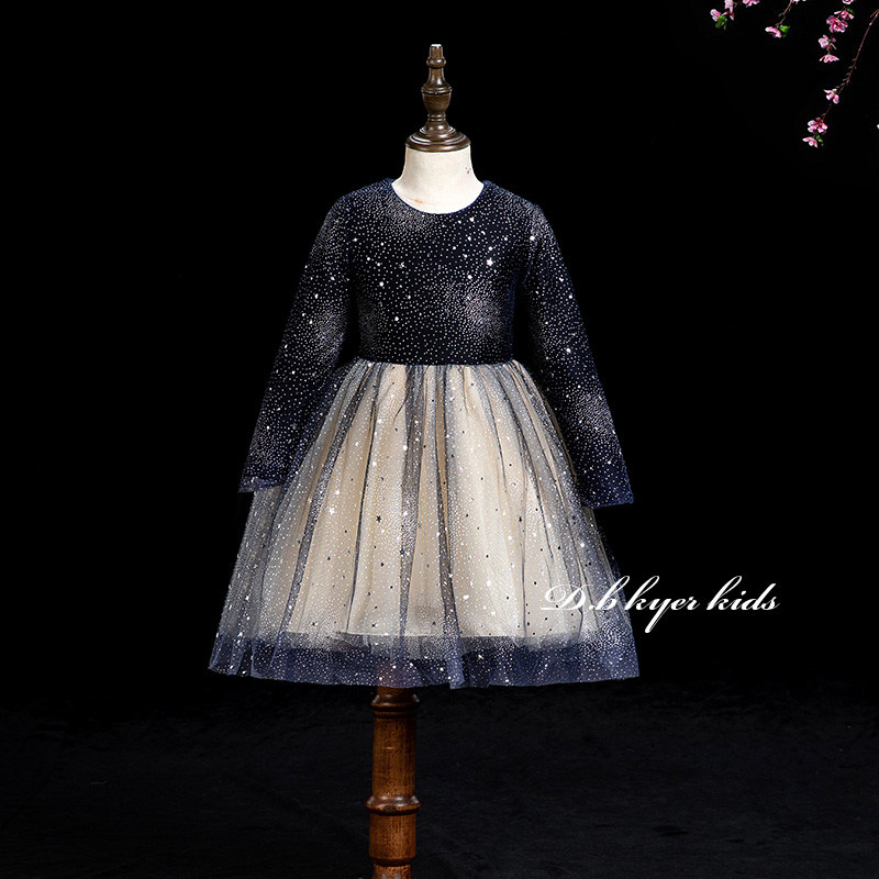 儿童礼服公主裙女童2021秋季新款洋气星星高端小女孩生日演出服装