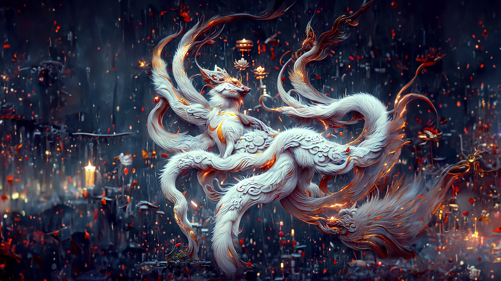 山海经异兽:九尾狐,长着九条尾巴,能幻化成人