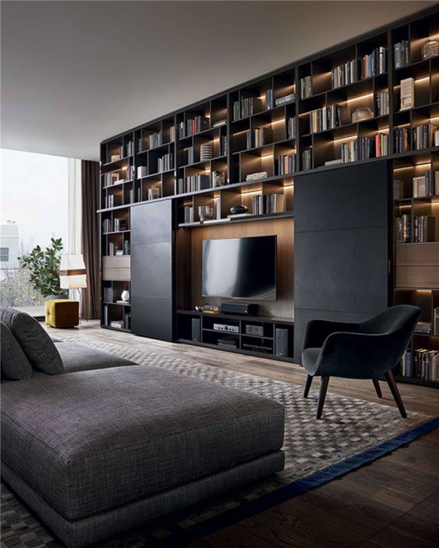 书柜电视背景墙设计,太实用!_装修达人_装修头条_齐家网