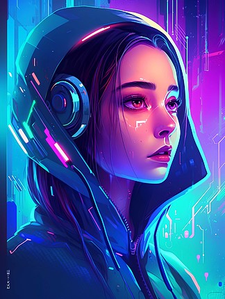 当前位置:>数字艺术>ai平面元素>人物>赛博朋克未来科技风炫彩女孩