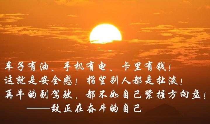 钱靠自己挣,路靠自己走,苦靠自己尝,事靠自己扛!