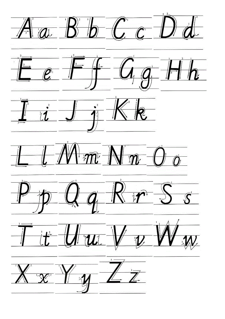 26个英语字母手写体示范一doc3页