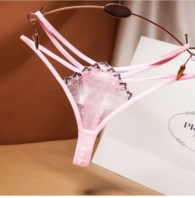 日系丁字裤女刺绣诱惑细绳女生内裤低腰 蓝色 均码【图片 价格 品牌