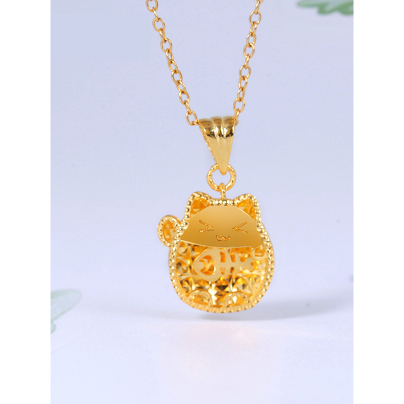 zhaoliang兆亮珠宝招财猫18k金项链女款时尚k金吊坠黄金吊坠女情人节