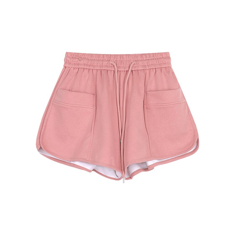 粉色裤子运动裤女夏季抽绳休闲裤宽松阔腿裤显瘦小个子a字短裤潮 - 17
